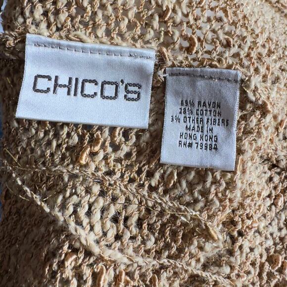 Chico's Gold Metallic Shimmer Poncho, Womens Shawl - Picture 5 of 5